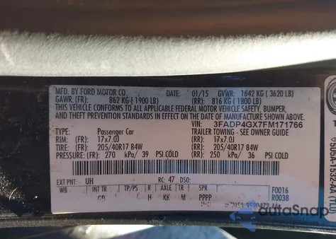 2015 Ford Fiesta St from USA, damaged, VIN 3FADP4GX7FM171766